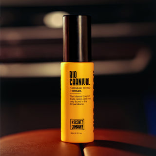 rio carnival car air freshener spray by The Scentz Company placed inside car interior offering long-lasting fragrance mist